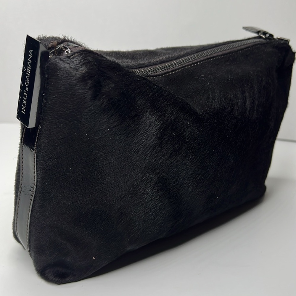 Dolce & Gabbana Vinatge Brown Pony Hair Large Zip Clutch Bag